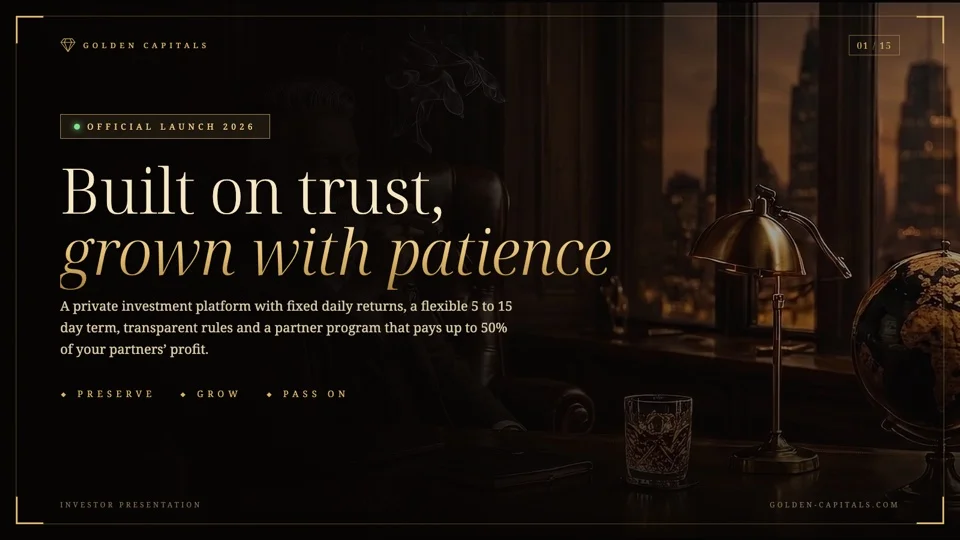 Cover of the Golden Capitals investor presentation